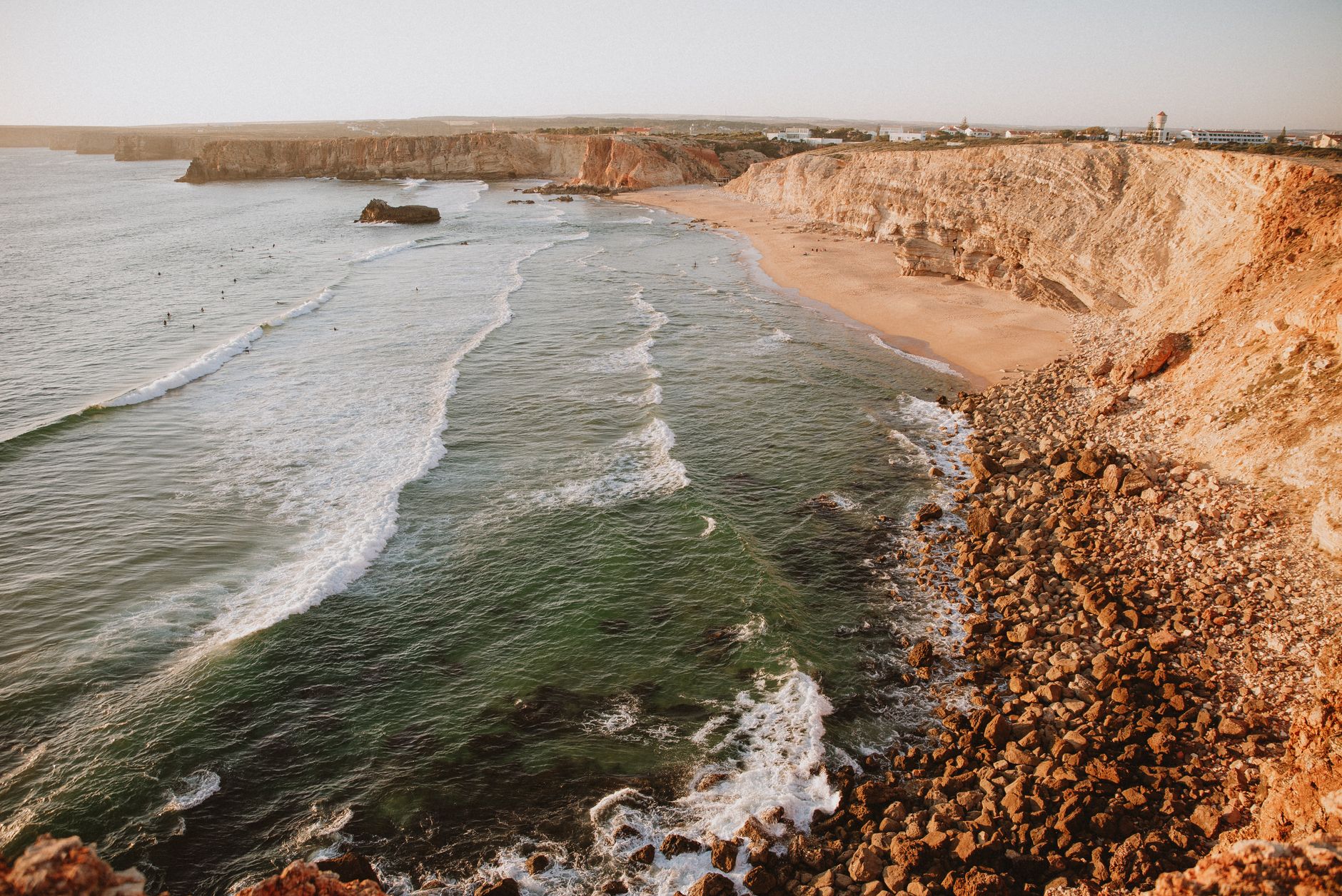 Coastal Portuguese Atlantic cliffs and crashing waves